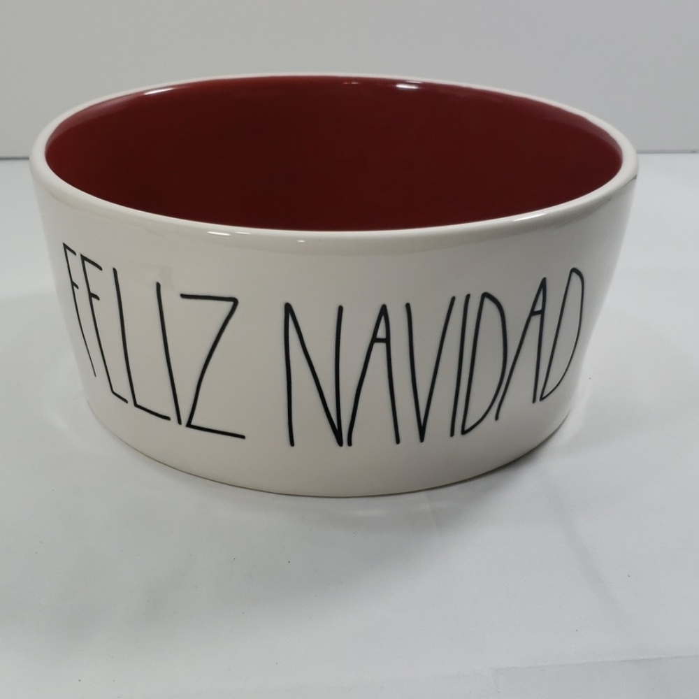 Rae Dunn 8" Feliz Navidad Large Dog  Bowl